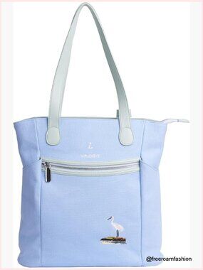 Canvas Tote Bag with Zip Top & Outside Pockets - Everyday Handbag